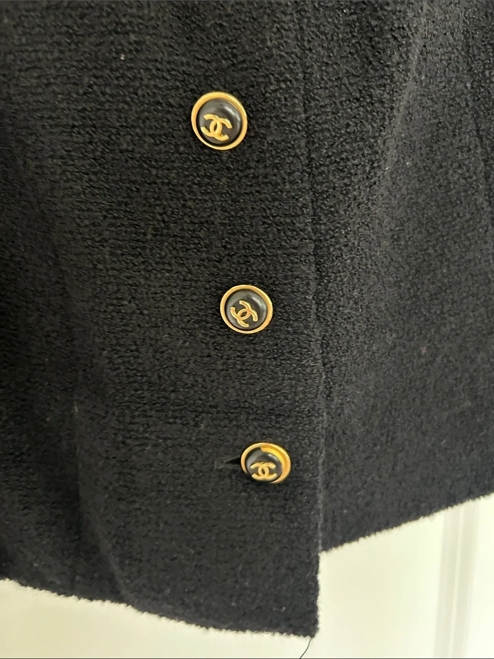 CHANEL Black A-Line Wool Skirt